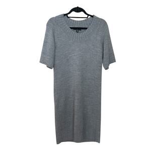 Mossimo Women’s Gray Sweater Dress Size Medium – Short Sleeve Casual Knit Mini